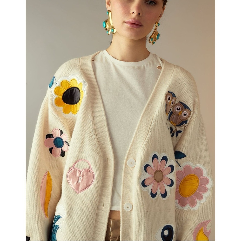 Cynthia Rowley Fun Patches Cardigan Small - Picture 7 of 9
